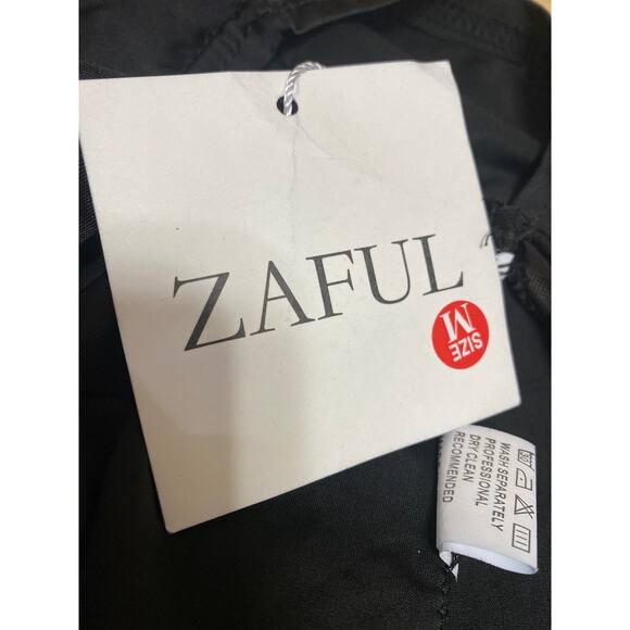 NEW Zaful Black Lace Splicing Halter High Waist One-Piece Swimwear Swimsuit Sz M - Picture 5 of 6